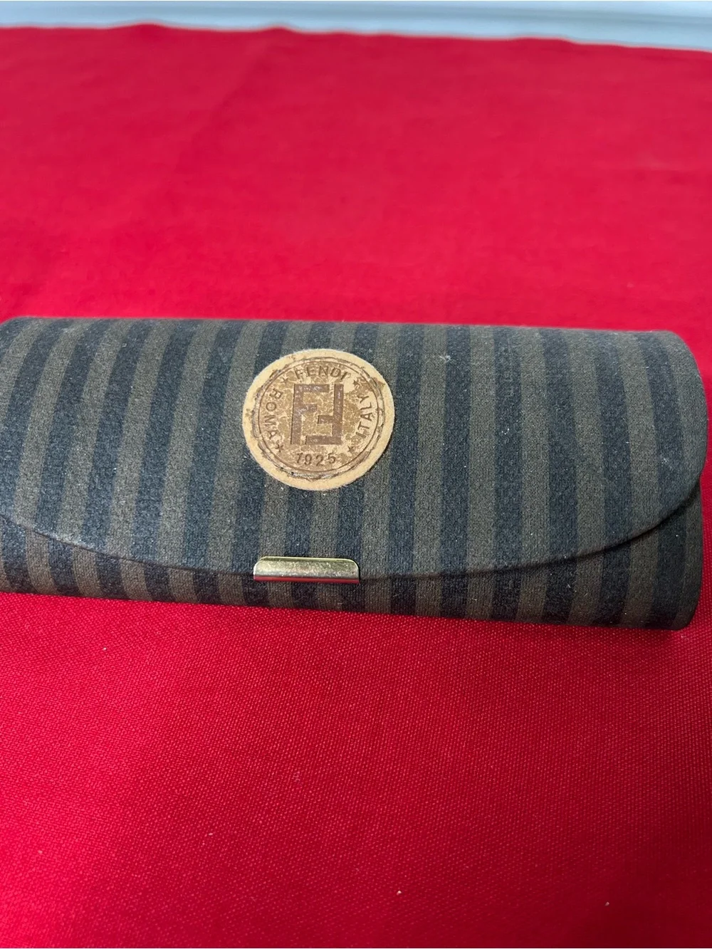 Vintage Fendi FS 142 Black Oval Sunglasses with Striped Case
